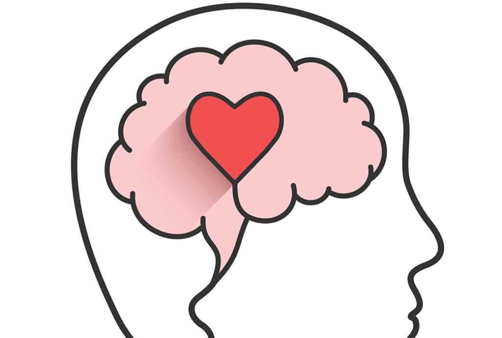 Brain with heart inside infographics